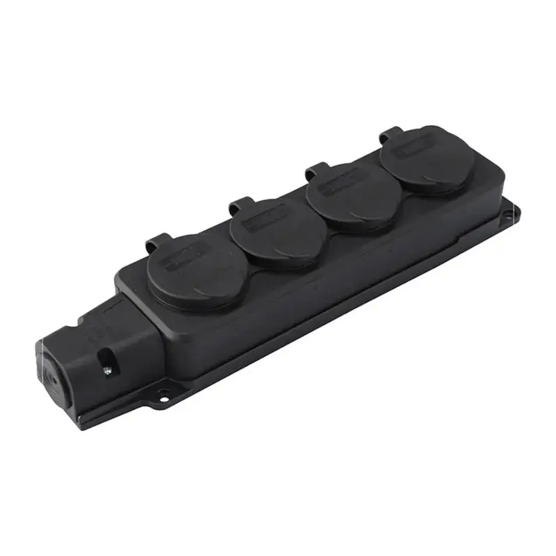 X12A-European Standard German Plug Plate With Cover Ip54 Waterproof Socket Plug Plate 4 Position Rubber Plug Plate