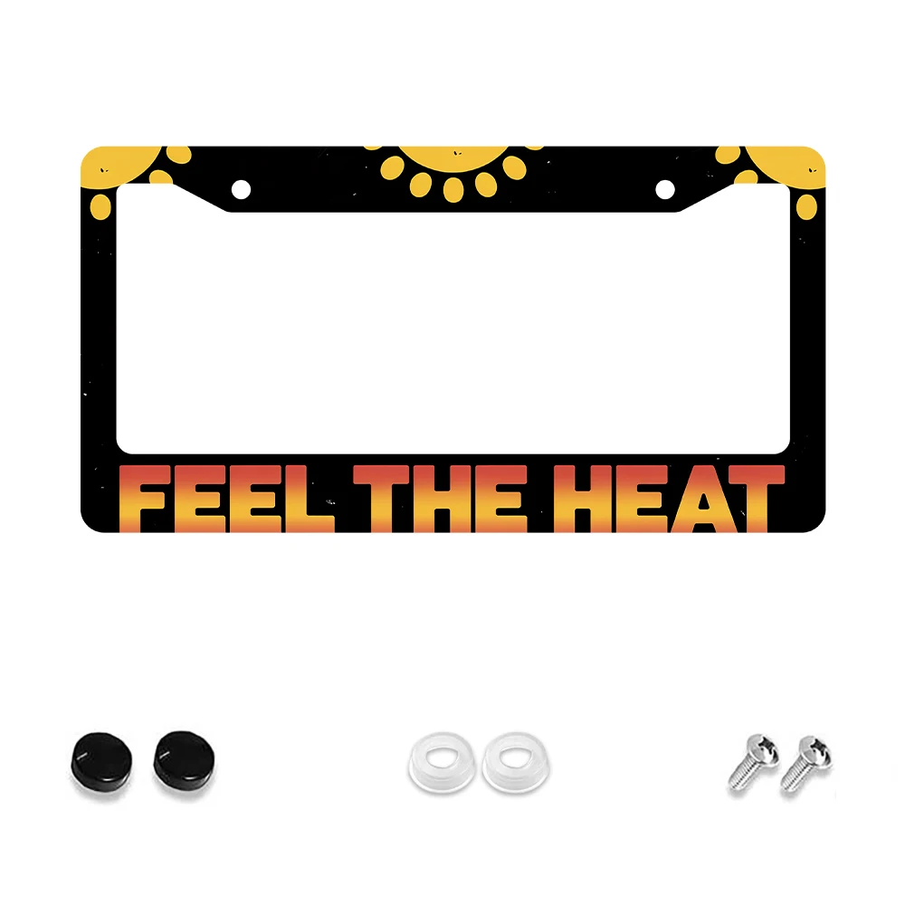 

1 шт. черно-желтая рамка номерного знака с 2 отверстиями и рисунком солнца, алюминиевый материал, 6x12 дюймов с комплектом винтов, забавное украшение автомобиля