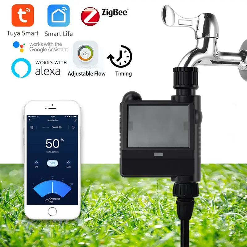 Válvula de Água Tuya inteligente, Wifi Desligar Controlador, Jardim Irrigador, Zigbee, Alexa, Controle de Voz Google