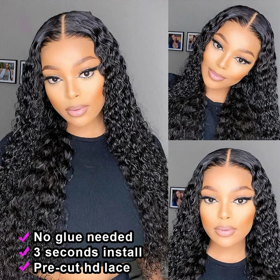 Glueless Wig Human Hair Ready To Wear Curly Wigs Human Hair Lace Frontal Wig Glueless Wig 100% Human Hair 5x5 Closure Wig