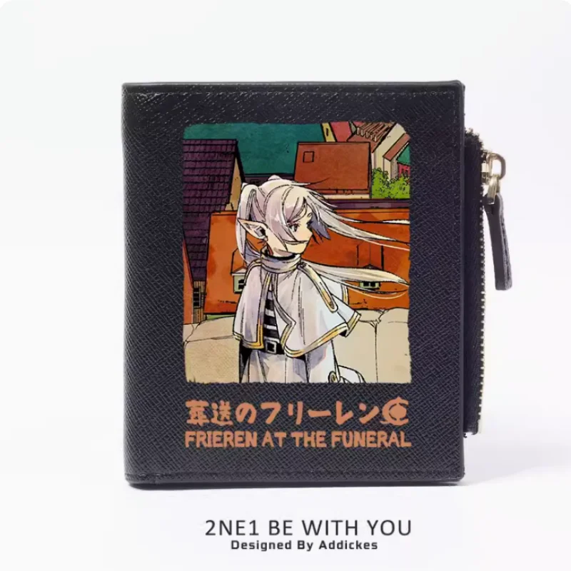 Anime Frieren an der Beerdigung Reiß verschluss Brieftasche Falt tasche Multi-Karte Münz taschen halter Mode Kinder Brieftaschen Geschenk