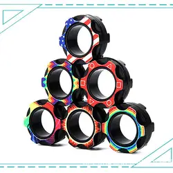 3 PCS Magnetic Rings Set Anti-Stress Fidgetes Unzip Toy Children Magnetic Ring Finger Spinner Ring Adult Decompression Toys Xmas