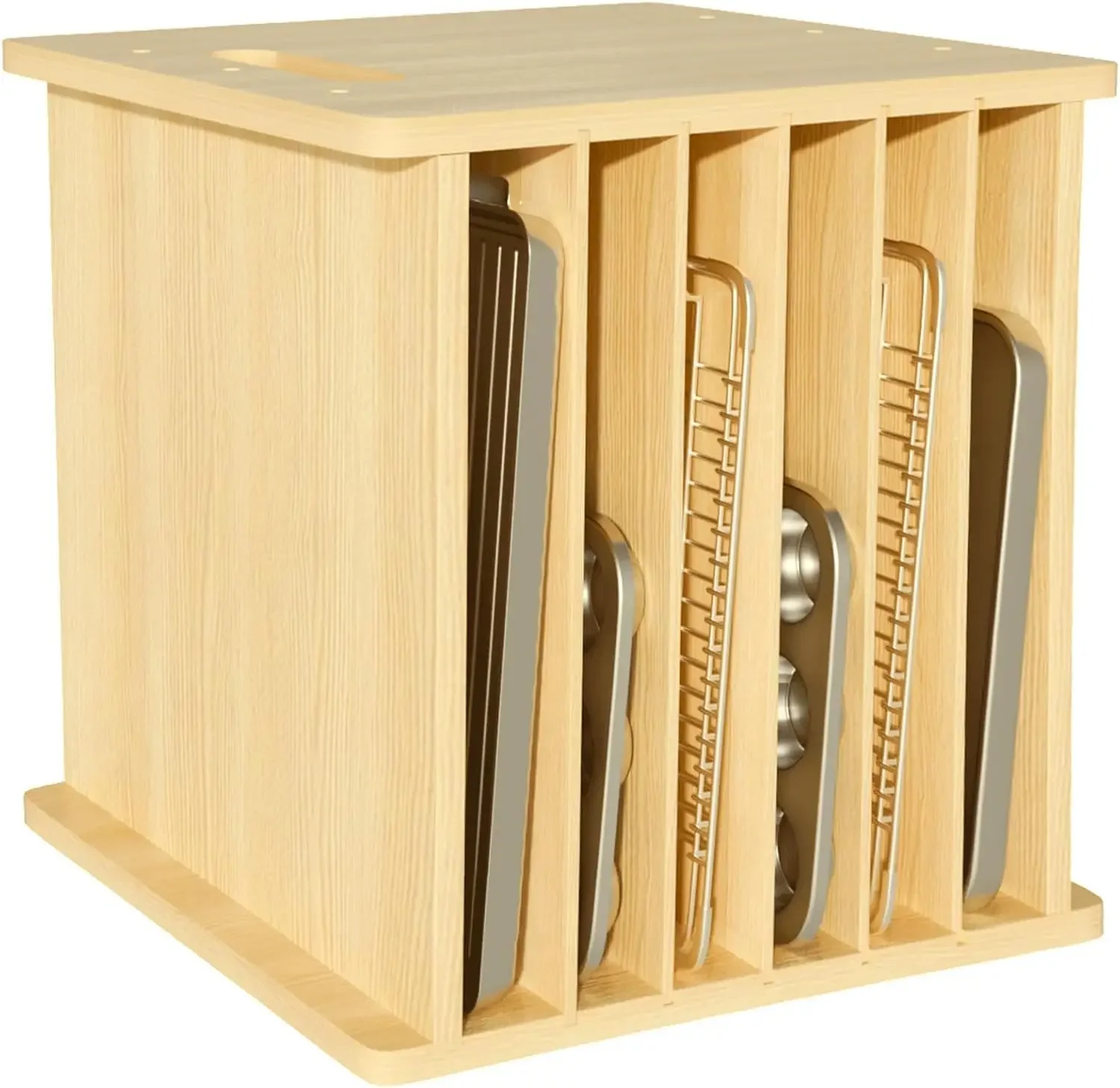 7 Tier Wooden Tray Dividers for Cabinets Cookie Sheet Organizer for Pot, Pans, Baking Tray Organizer for Kitchen Documents