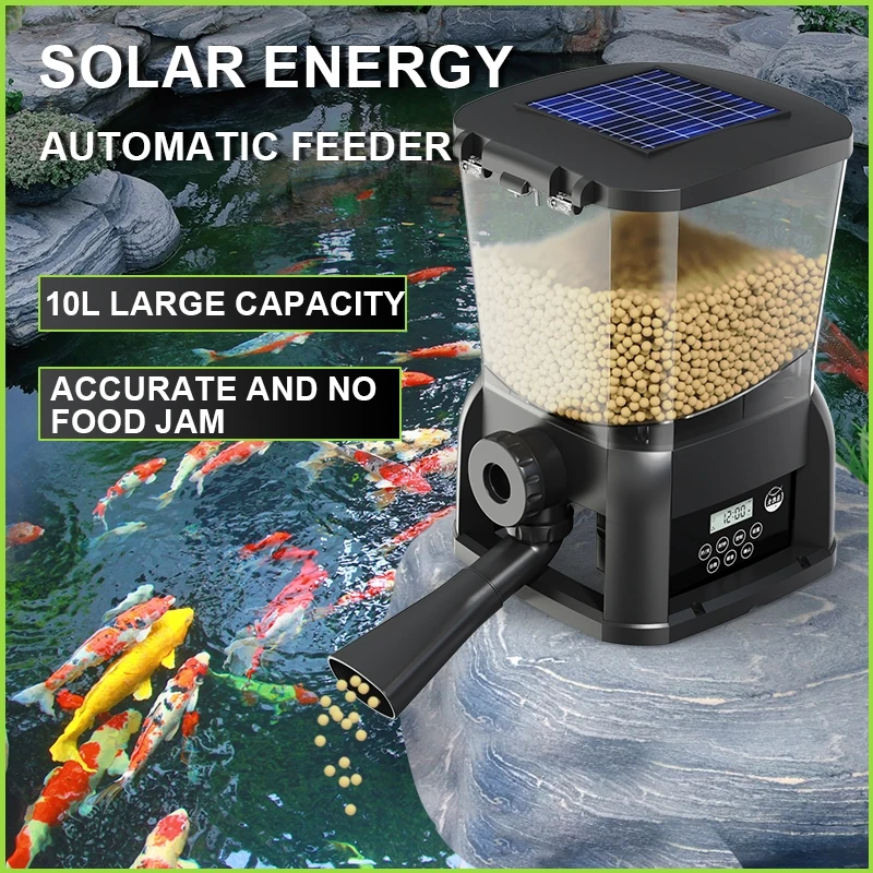 

Solar Automatic Feeder Outdoor Fish Pond Fish Pond Timing Feeder Large Capacity Aquarium Feeder Aquarium Food Dispenser