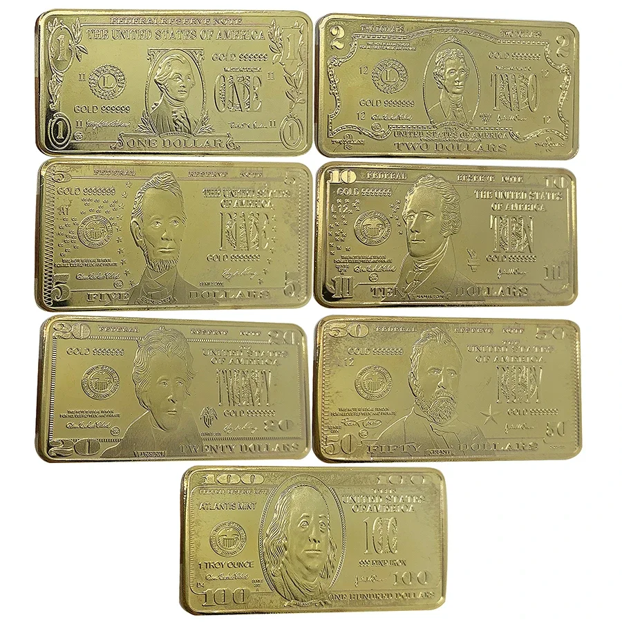 American-dinero falso chapado en oro de 24 quilates, barra de oro de 50USD, artesanías de Metal de lingotes de oro decorativas para el hogar, regalos de recuerdo de lujo