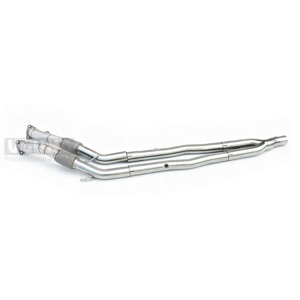 Insulated exhaust downpipe for Volkswagen Passat B6 CC R36 3.6 from 2009 to 2011 stainless steel valve exhaust head section view 2