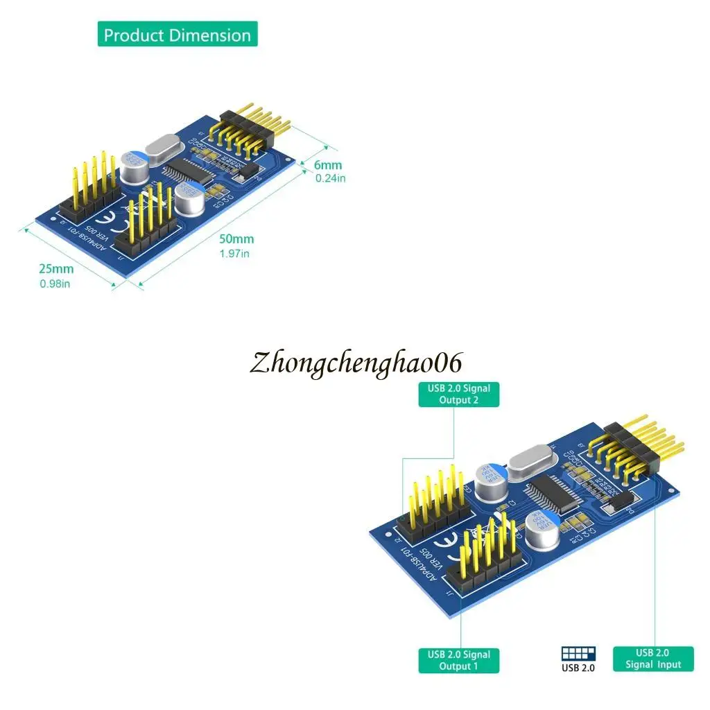 Płyty główne USB2.0 9 PIN NOPER 1 do 2 Hubs Hubs Converters 601F