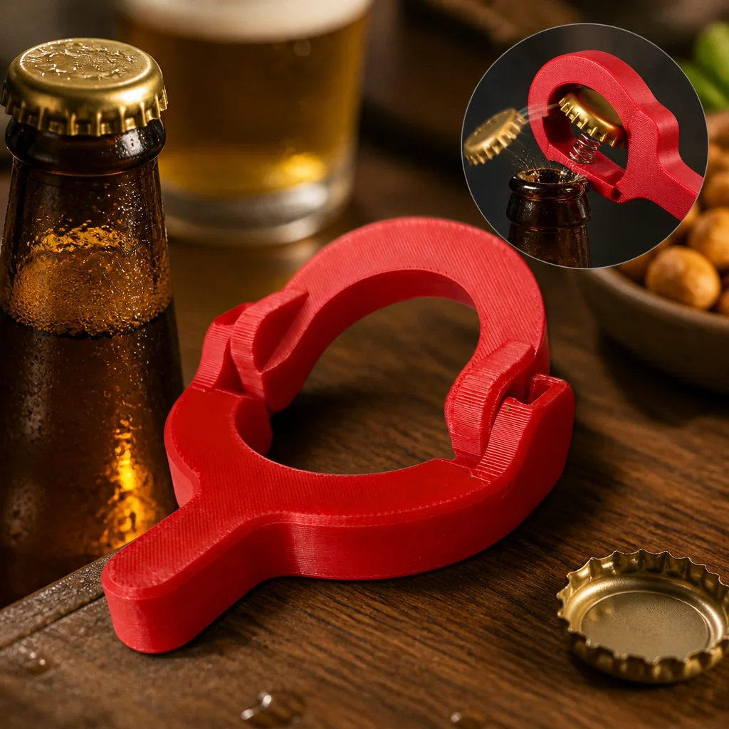 Beer Opener Bottle Cap Remover With Spring Launcher Ergonomic Handle For Standard Beer Bottles
