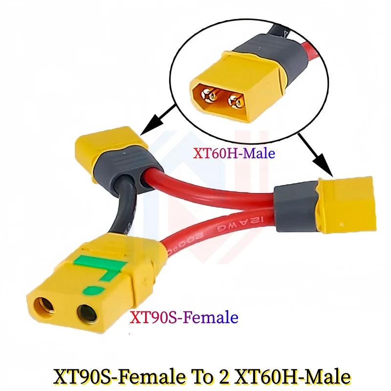 Two-in-One XT90 to XT60 Boost Line Plug for Model Aircraft Drone Electric Toys Lithium Battery Series Connection Line