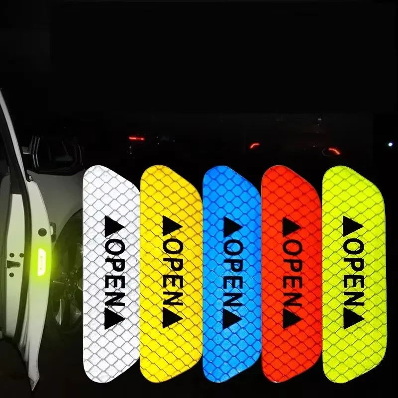 4/8/16Pcs Reflective Car Door Sticker Safety Opening Warning Reflector Tape Decal Auto Exterior Reflector Car Accessories