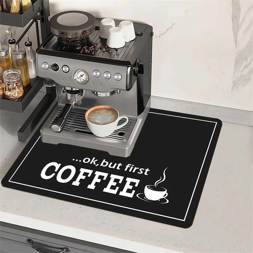 1pack Coffee Bar Mat 3 Size Coffee Machine Silicone Mat Coffee Pot Mat Hide Stain Rubber Backed Absorbent Dish Drying Mat