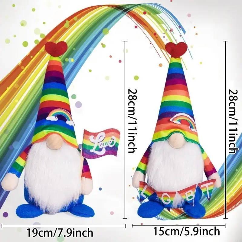 581D レインボーフェスティバル ラブハート ノーム エルフ ぬいぐるみ 飾り ホリデーギフト用