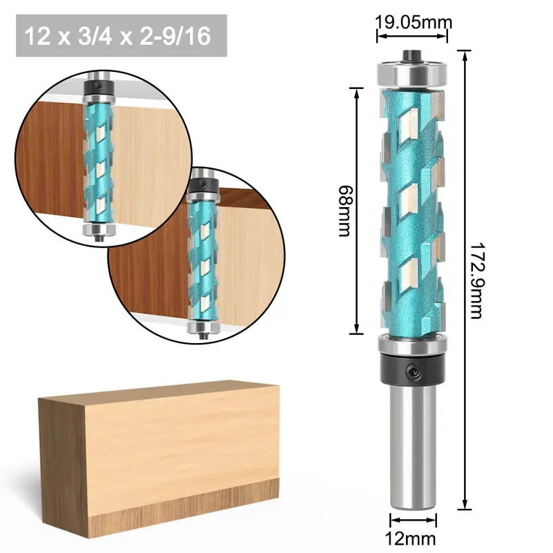 Imagem -06 - Haste Nivelado Guarnição de Carboneto Sólido Espiral Rolamento Superior Cnc Roteador Bit Compressão-corte Fresa Final Rosto Fresa de Madeira 12 mm