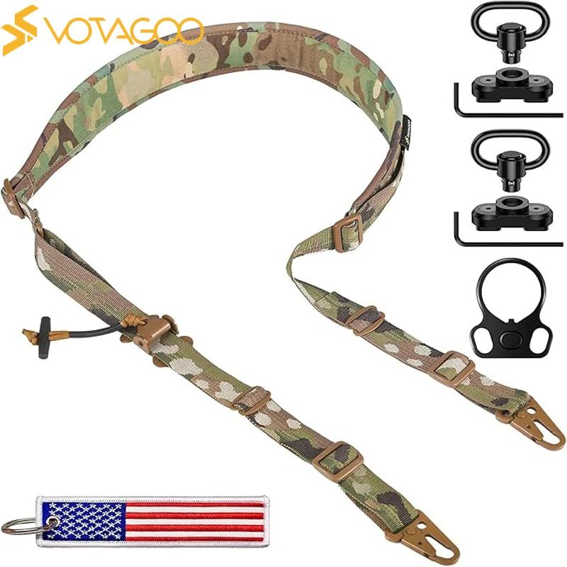 

QD Sling 2 Point Sling Swivel Quick Adjust Gun Sling with HK Hook Soft Shoulder Pad, Rifle Sling for Hunting Tactical Strap