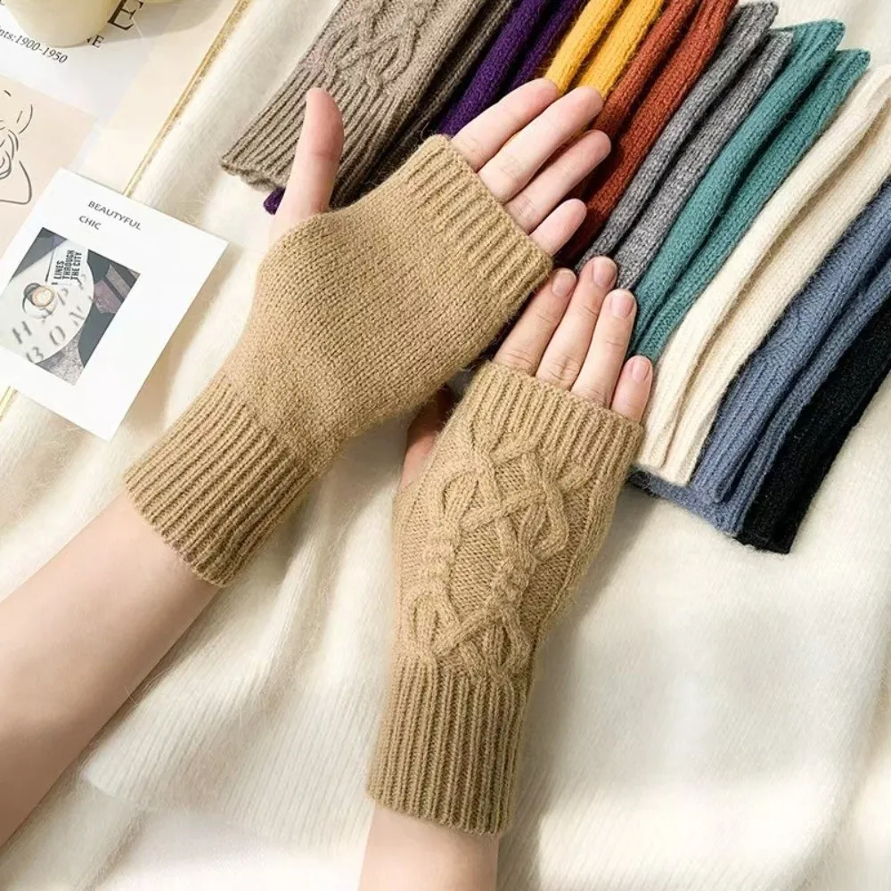 New Knitted Fingerless Gloves Fingerless Warm Knit Gloves Cable Knit Wrist Warmers Winter Wear