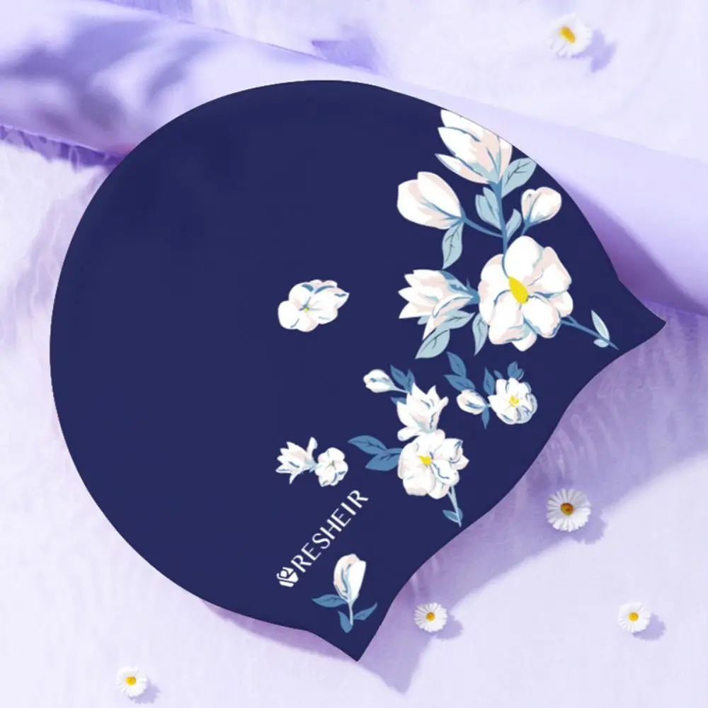 

Rose Flower Swimming Cap Vintage Style Elastic Printed Swimming Cap Breathable Long Hair Swimming Hat Swim Accessories