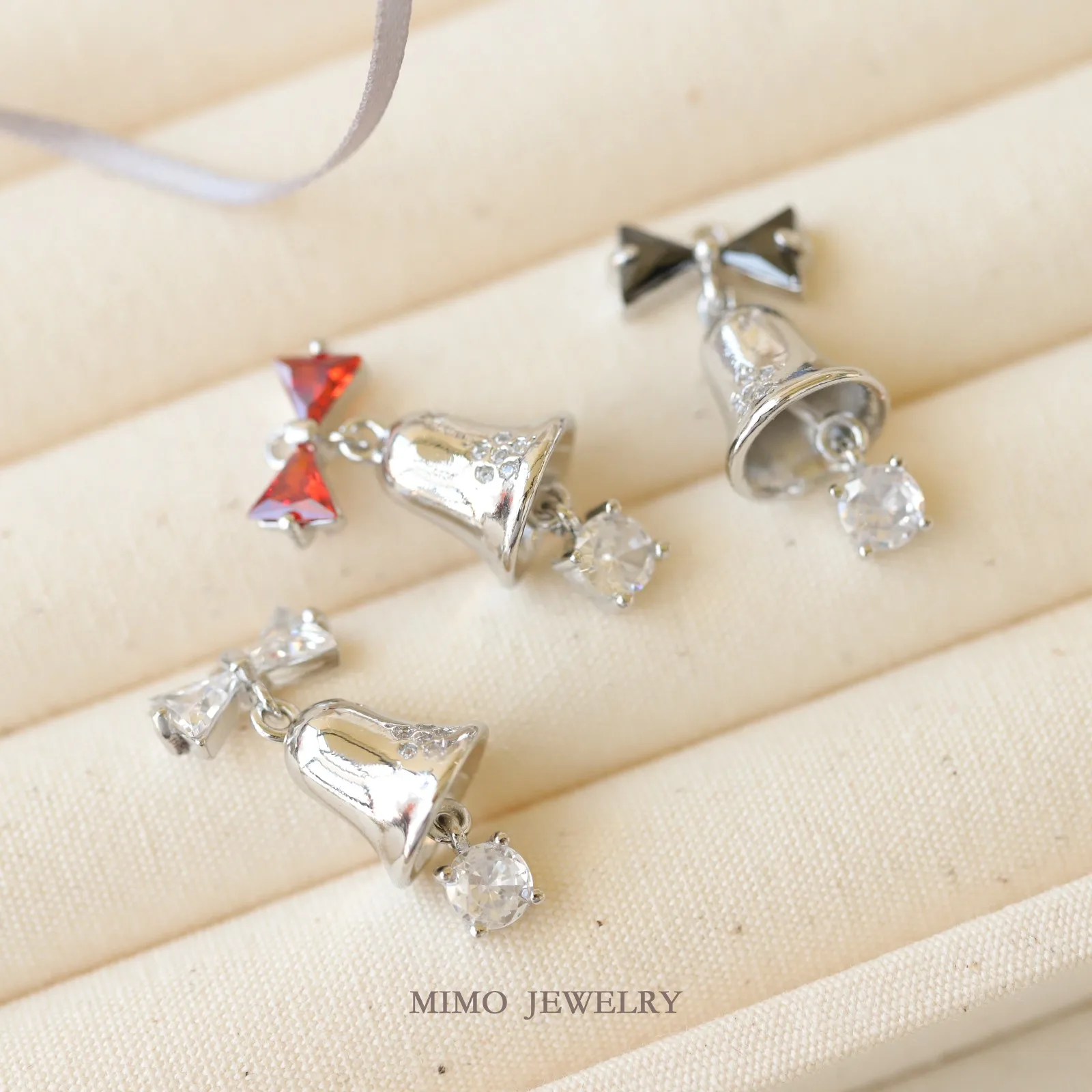 Winter Anthem Zircon Bow Bell Christmas Charms Pendant Supplies DIY Hand Brass Gold Plated Accessories