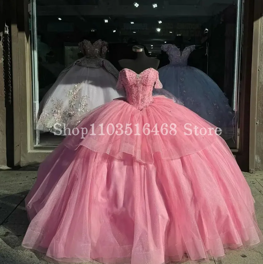 

Sparkling Pink Quinceanera Dress Sweet Train Elegant Sweetheart Inlaid Sequins Corset Lace Princess Dress 15 Quinceanera Dress