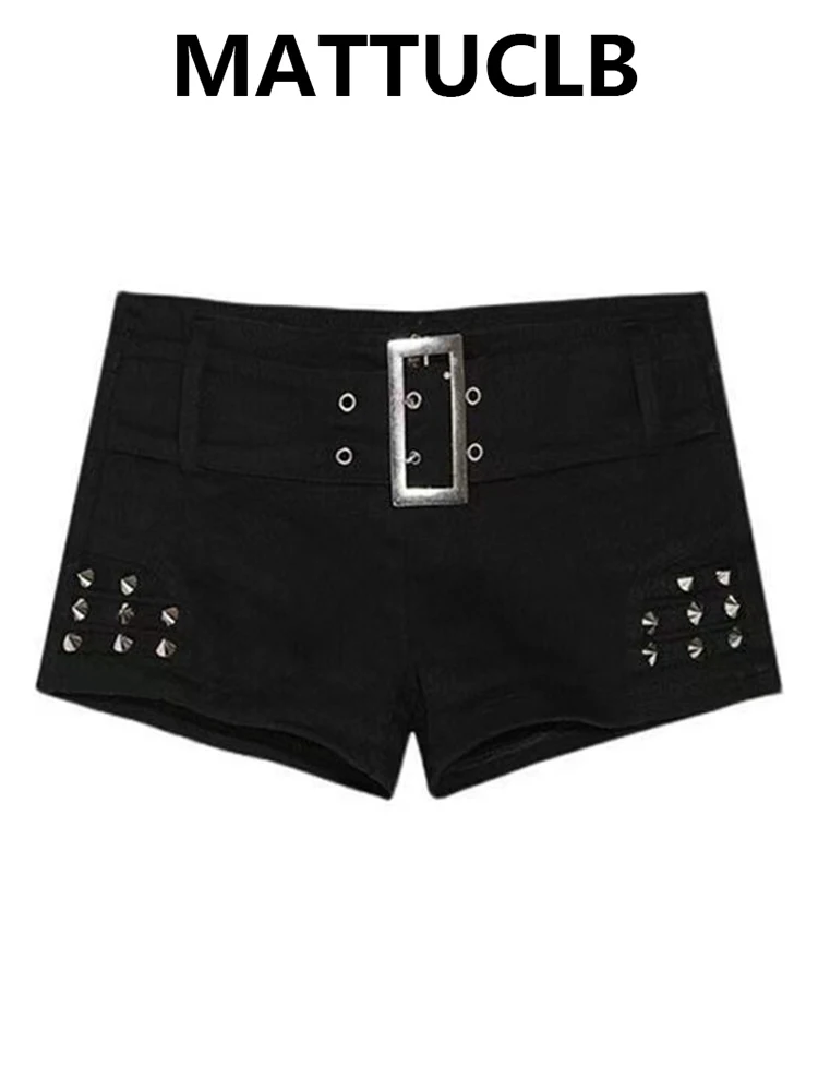 

Summer Women Stretch Dark Academia Skinny Jean Shorts With Belt Black Denim Shorts Y2K 2000s Gyaru Coquette Japanese Harajuku