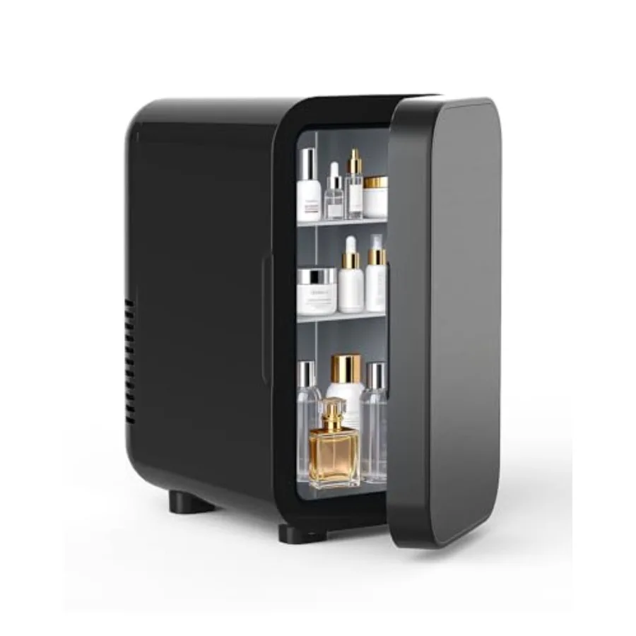 

Skincare Fridge for home/car use glass panel 6L thermoelectric cooler/warmer black compact mini fridge for cosmetics skincare f