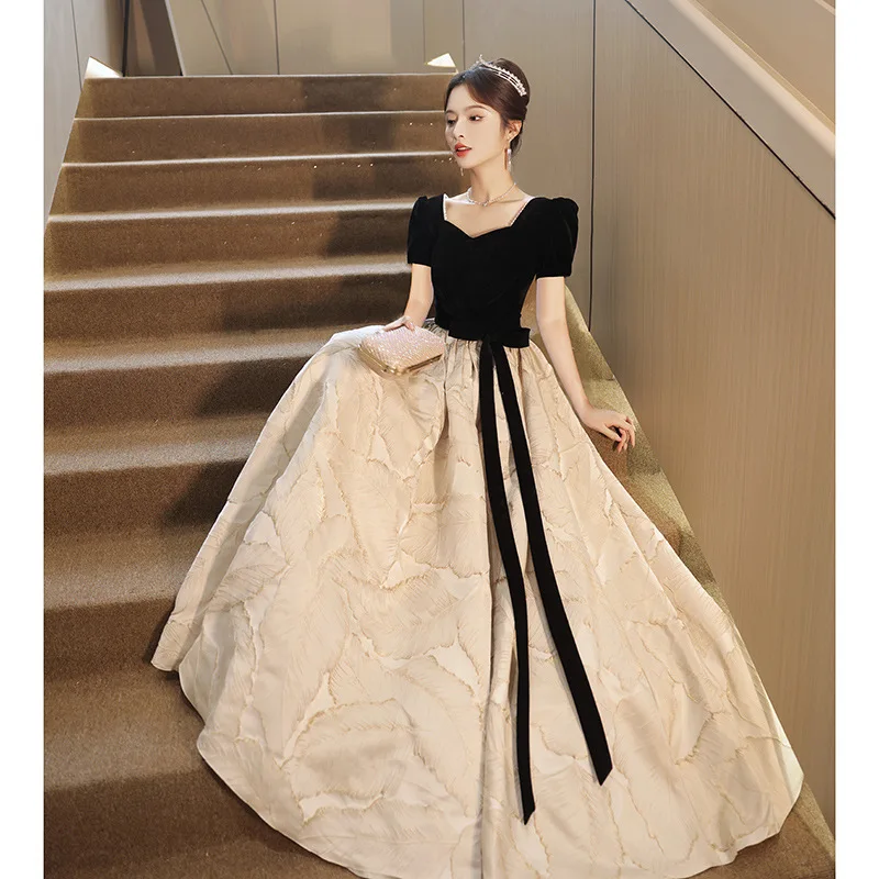 Avondjurk in prinsessenstijl met één schouder, toastjurk voor de bruid, taille-cinching high-end socialite zomer 2026 nieuwe lange jurk