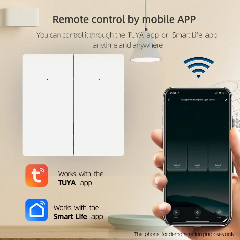 Dawnjoy Smart WiFi Light Switch Push Button Wall Switch neutral Wire Smart Life Control Works With Alexa Google Home Alice