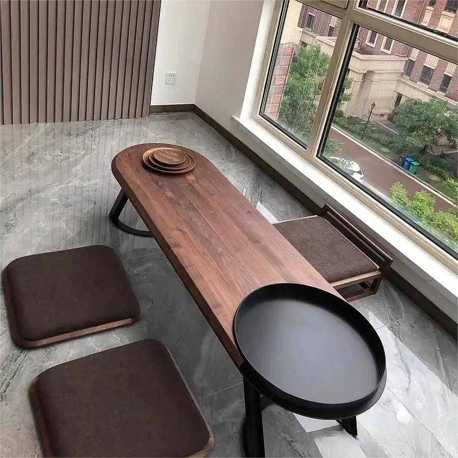 Tatami  B & B Japanese  landscape  log zen tea solid wood coffee table bay window