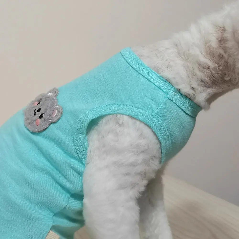 Breathable Sphynx Cat Clothes Daily Wear Sleeveless Cotton Kitten Shirt Four Legged Clothes Comfortable Pets Round Collar Vest