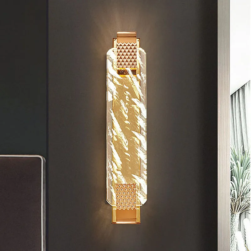 

Modern Luxury Fog Crystal Wall Lamp Nordic Hotel Villa Background Living Room Corridor Bedroom Bedside Decor Led Lighting