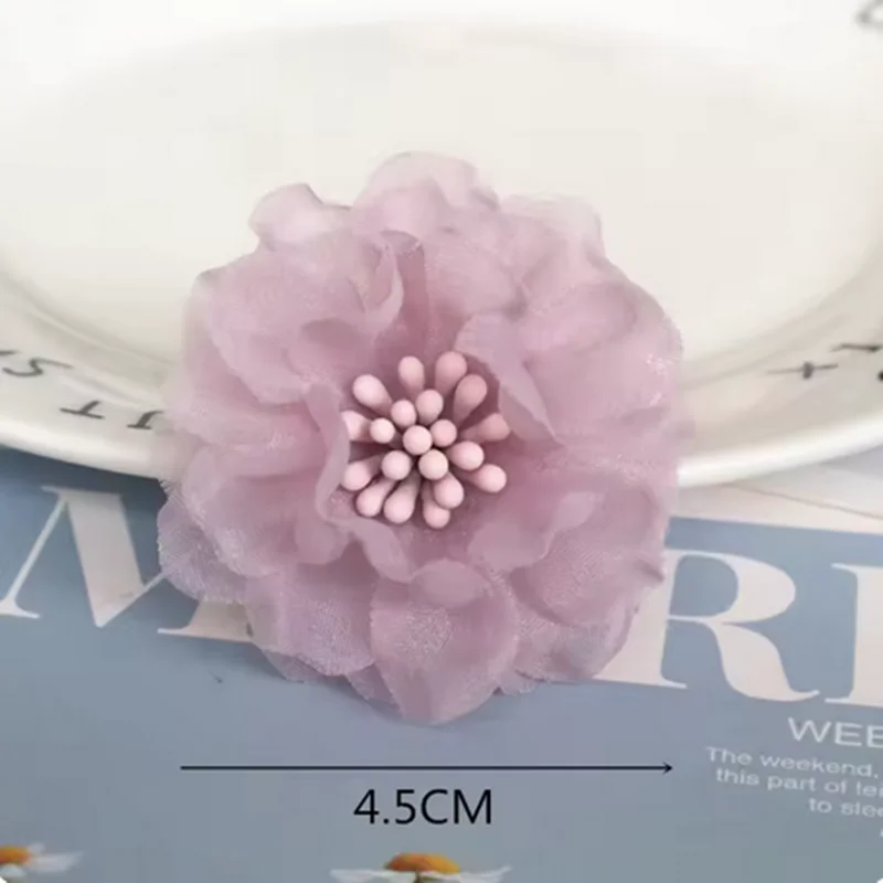 10PCS/Lot Purple Mix Chiffon Handmade Fabric Simulation Flowers For Wedding Dress Hat Shoes Decoration DIY Accessories