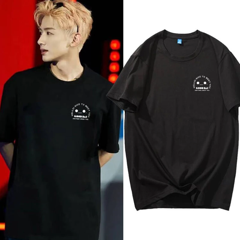 Goodbai Short Sleeve T-Shirt Unisex Loose Fit  Print Couple's Top Pure Cotton Korean Style round Neck Summer Shirt