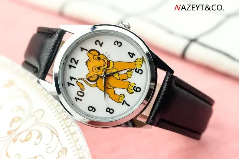 Disney der König Der Löwen Leder Armband Glas Zifferblatt Pin Schnalle Stil kinder Uhr für Jungen Und Mädchen geschenk Präsentieren Disney