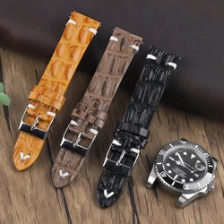 Crocodile Pattern Luxury Design Leather Watchbands 18mm 20mm 22mm 24mm Handmade Bracelet for Men Wrist Watchband Accessories