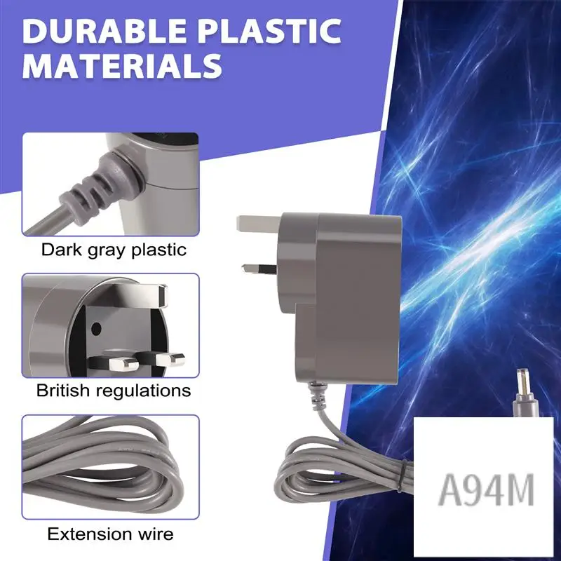 

9M-1.85M Cable Line Charger Adapter For DYSON Robot Vacuum Cleaner V6 V7 V8 UK Plug