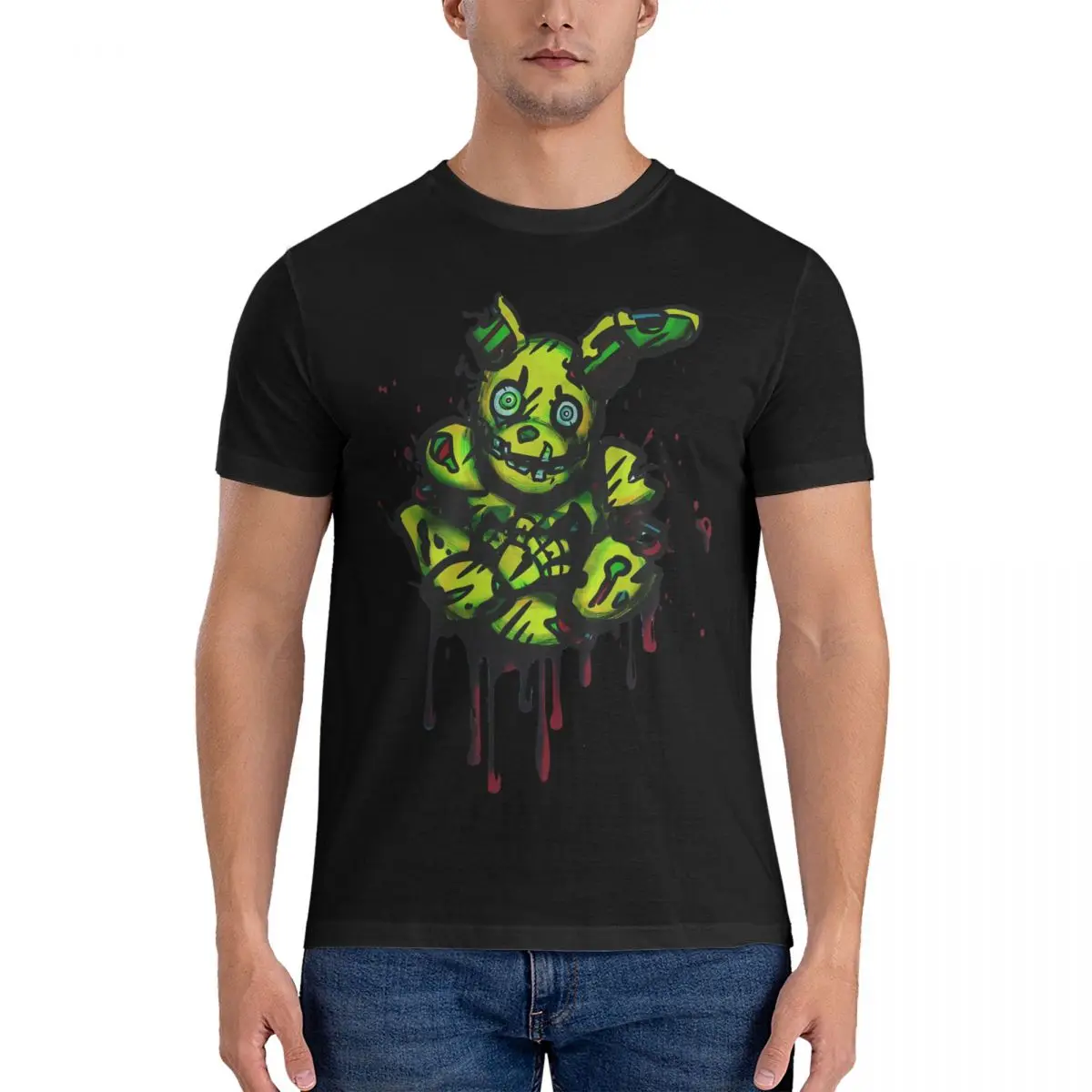 Springtrap T-Shirts Men FNAF Humorous Cotton Tees Crew Neck Short Sleeve T Shirts Summer Clothes