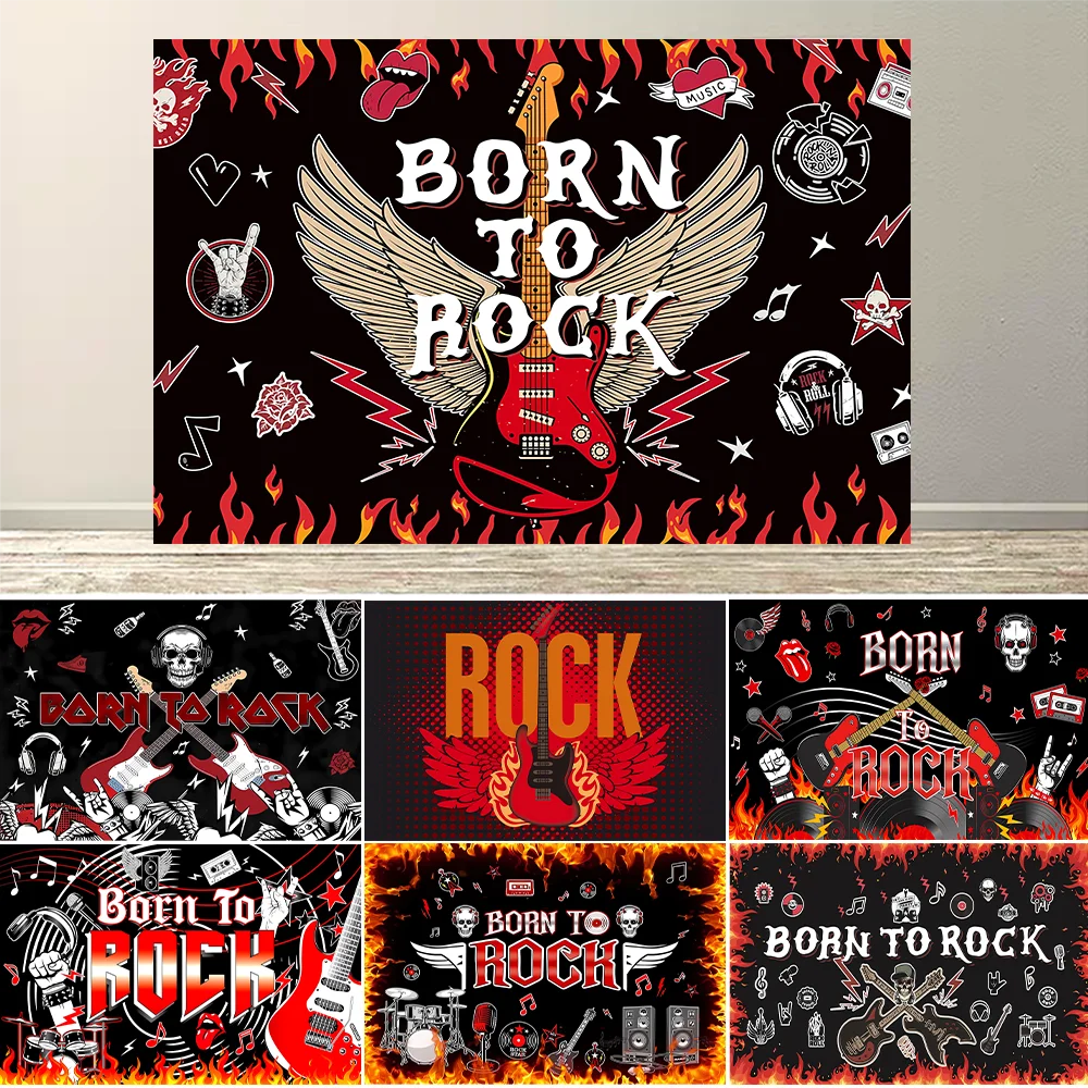 

1pc Born to Rock Backdrop Banner, Extra Large 1950's Rock and Roll Party Decorations, Rock Star Music Theme Birthday Party Suppl