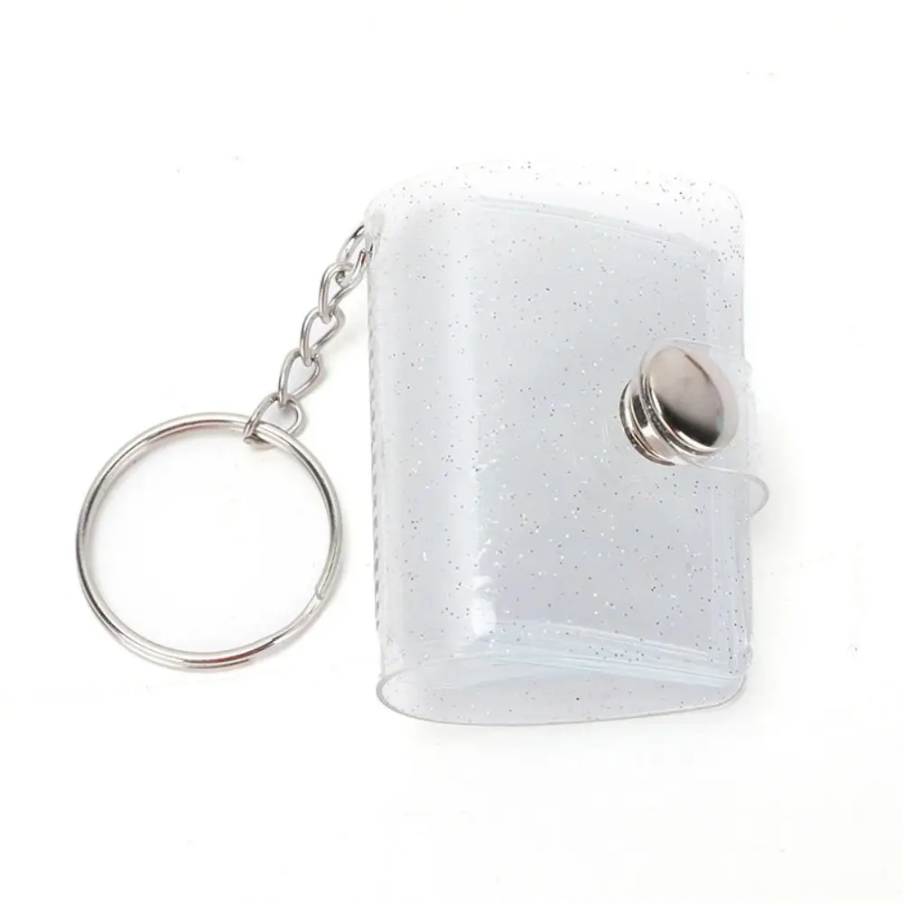 With Keychain Mini Photo Album Simple DIY Storage Photo Card Holder PVC Snap Button Design Portable Pocket Album
