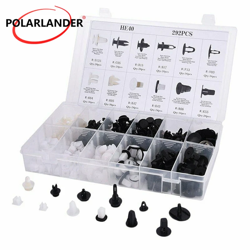 

292PCS Car Push Pin Clips Set - 12 Kinds Rivets Retainers with Screwdriver for Door/Trim/Bumper
