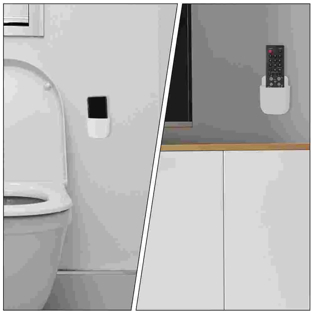 4 Pcs Remote Control Storage Box Smooth Surface Phone Holder Smartphone Bracket Wall Mounted Organizer Wall-mounted Abs Cell