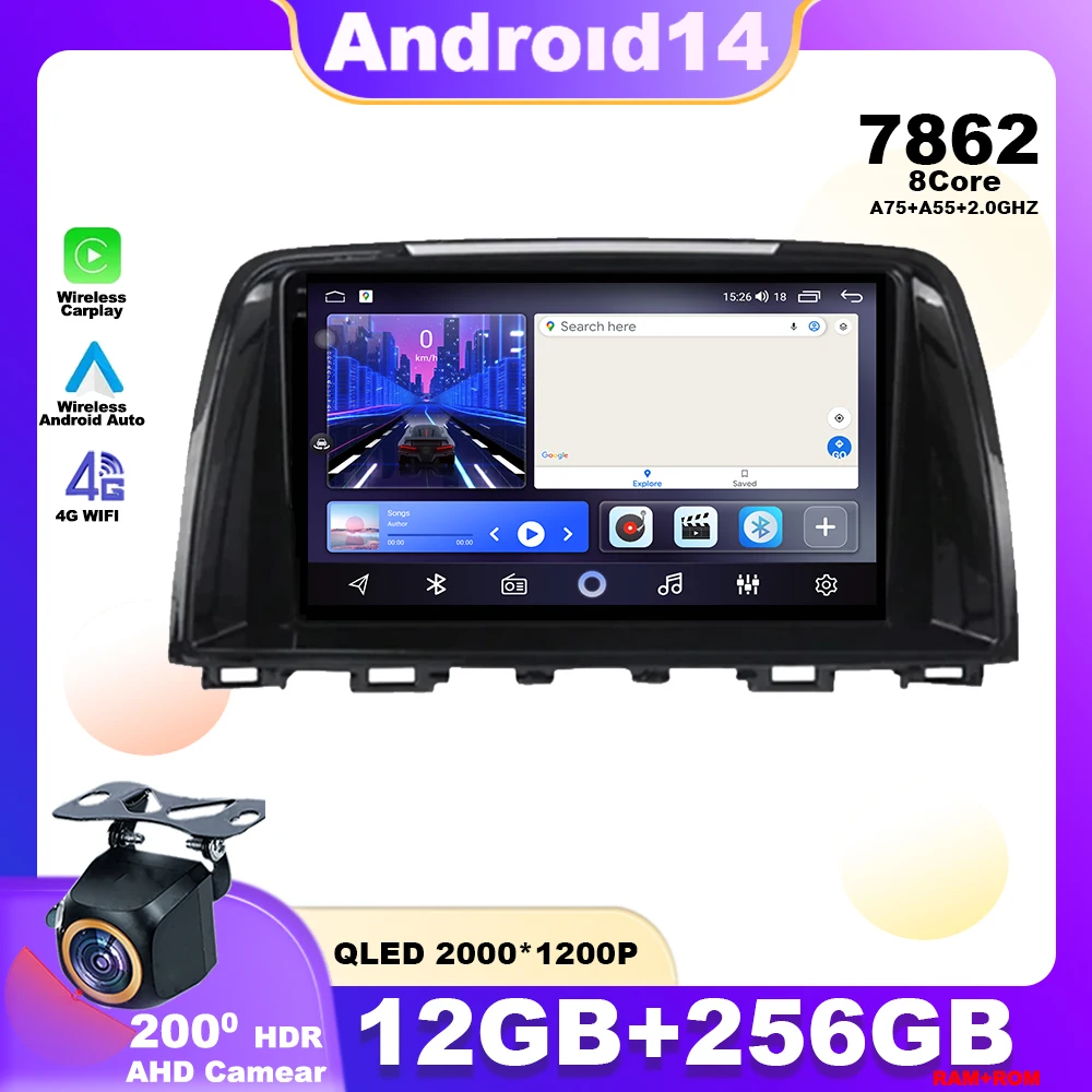 

Android 14 For Mazda 6 Ⅲ GL GJ ATZ 2012 - 2017 Car Radio Multimedia Player Stereo Navigation GPS 4G IPS Carplay Head Unit DVD BT