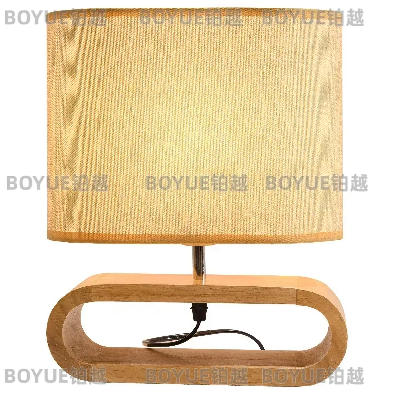 Nordic Fabric LED Desk Lamp Wooden Base Ambient Light Decorative Bedside Night Light for Bedroom Home Gift Warm Glow Reading