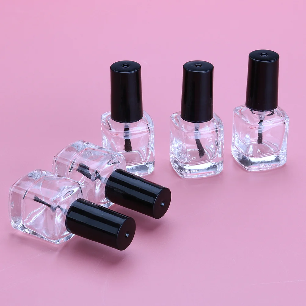 

15 Pcs Nail Polish Bottle Container Brush Repackaging Empty Transparent Plastic Glass Black