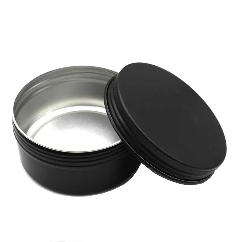

100Pcs 10g 15g 20g 30g 50g 60g Empty Black Aluminum Tins Cans Screw Top Round Candle Spice Tins Cans with Screw Lid Containers
