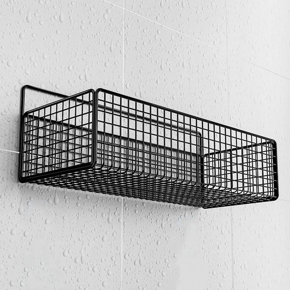 

2pcs Iron Wall Mounted Bathroom Organizer Shower Storage Rack Bathroom Shelf Hanging Holder For Tile Glass Wall No