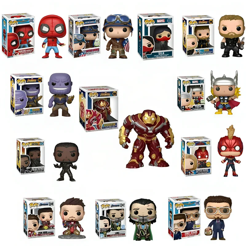 Figura de Vinilo Funko Pop de Marvel Avengers, Spider-Man # 220 Iron Man # 126 Capitán América # 481 Juguetes Coleccionables de Superhéroes para Regalos de Fans