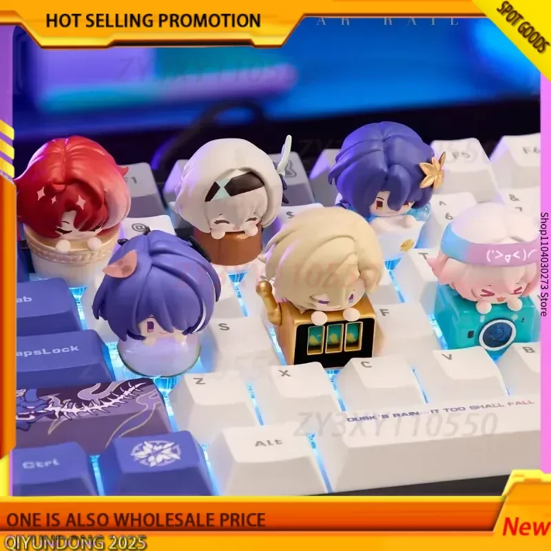 

Mihoyo Honkai Star Trail Limited Edition Q Versionv1 V2 Колпачки для клавиш с авантюрином, милые на заказ Dr. Соотношение Маленькая фигура 7 марта Крышка ключа