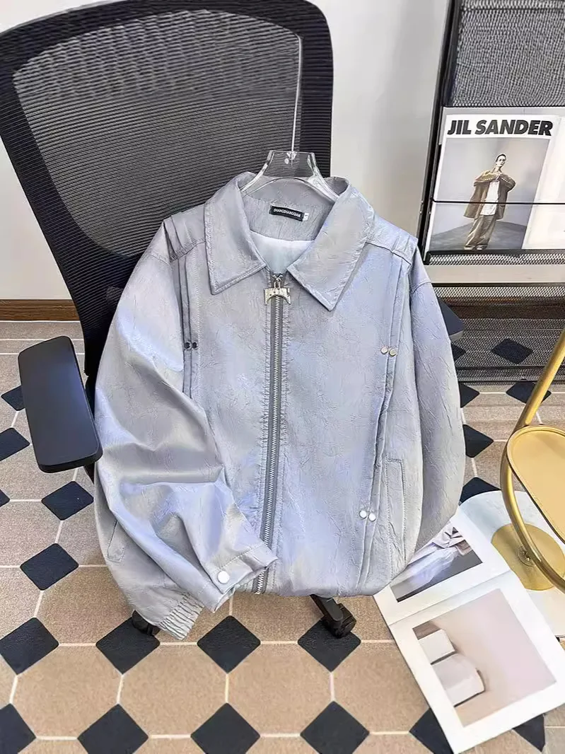 Biker Jackets Womens Jacket Air Scoop Denim Printed Snap-Button Boxy Fit Hipster City Commute Edgy Lightweight Moisture Outdoors