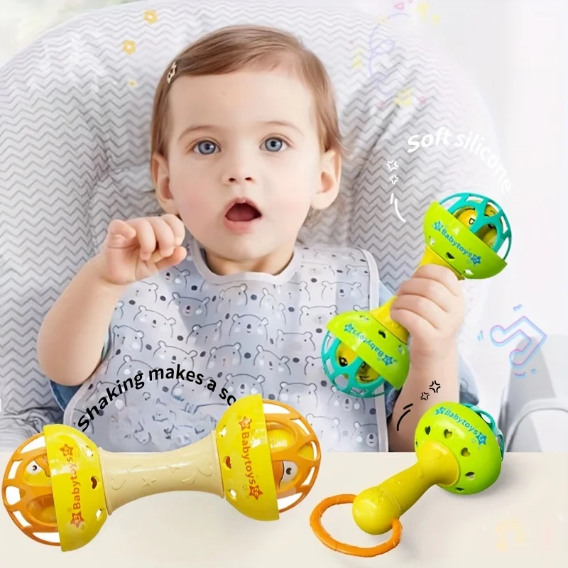2pcs Baby Toy Catch Ball Rattle Baseball Newborn Early Education Grip Toy