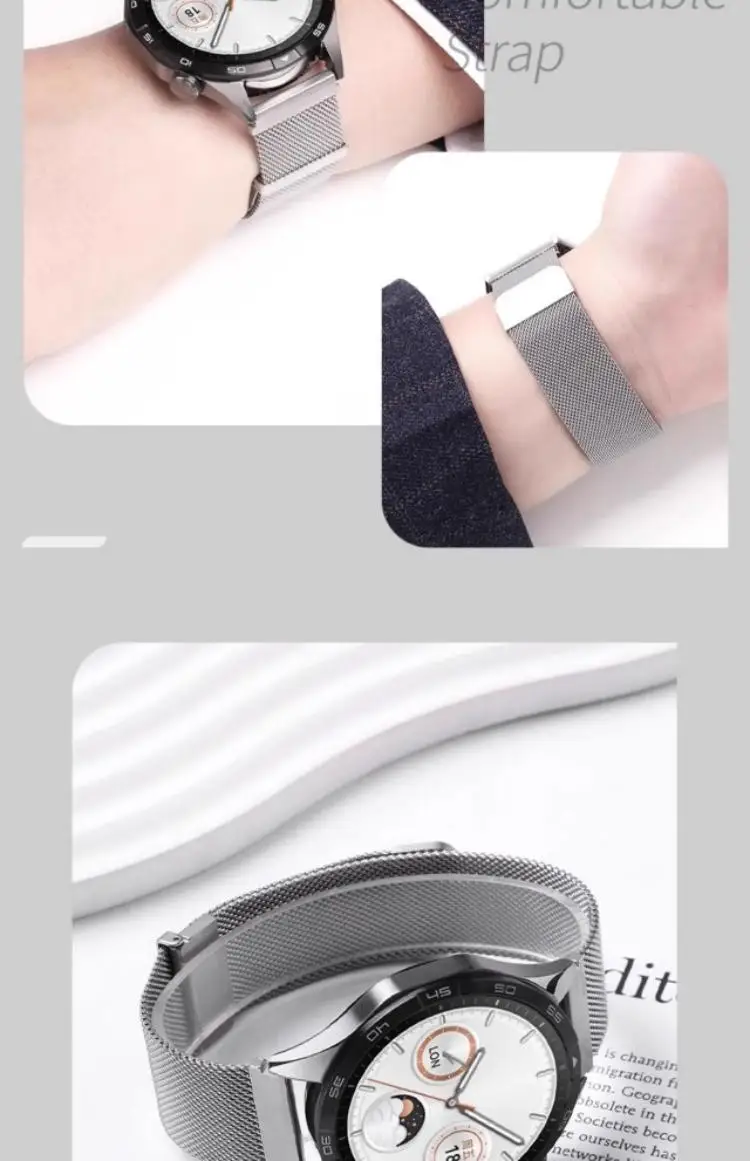 20mm 22mm Huawei Milanese steel strap magnetic strap for Huawei GT5pro GT5 Huawei GT4pro GT4 Huawei GT3pro GT3 watch strap