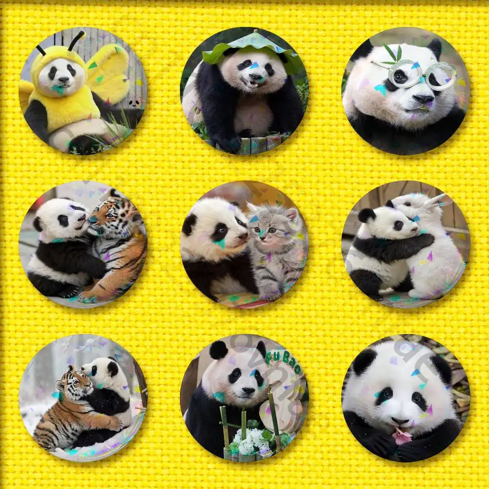 

Panda Fubao Tiger Rabbit Cat Badge For 44mm 25mm 75mm 32mm 58mm Round Pin Brooch Insignia Cover Accessories